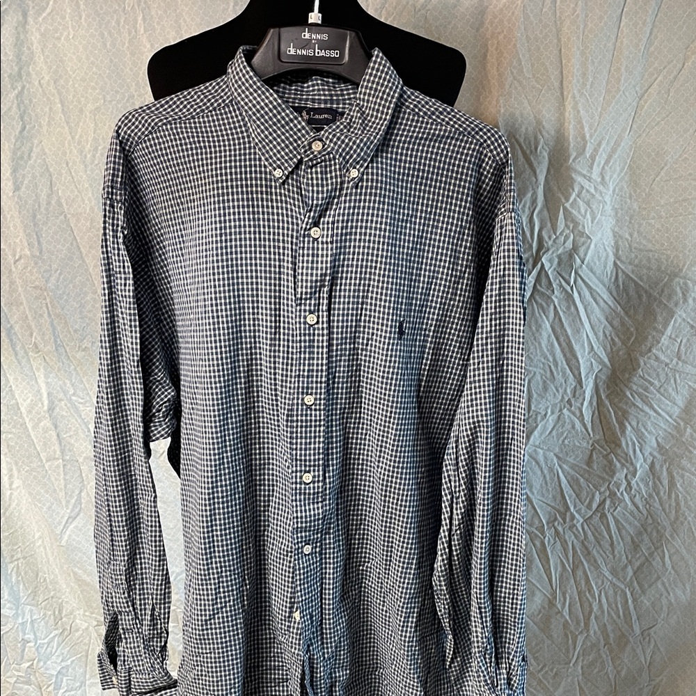 Polo Ralph Lauren Men's Navy and White Checkered Shirt